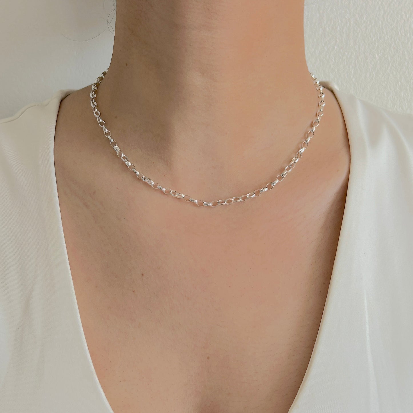 925 Sterling Silver Women 3.5mm Oval Light Belcher Chain