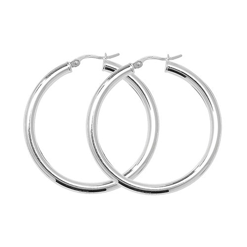 925 Sterling Silver 3mm Plain Hoop Earring 15mm 20mm 25mm 30mm 40mm 50mm