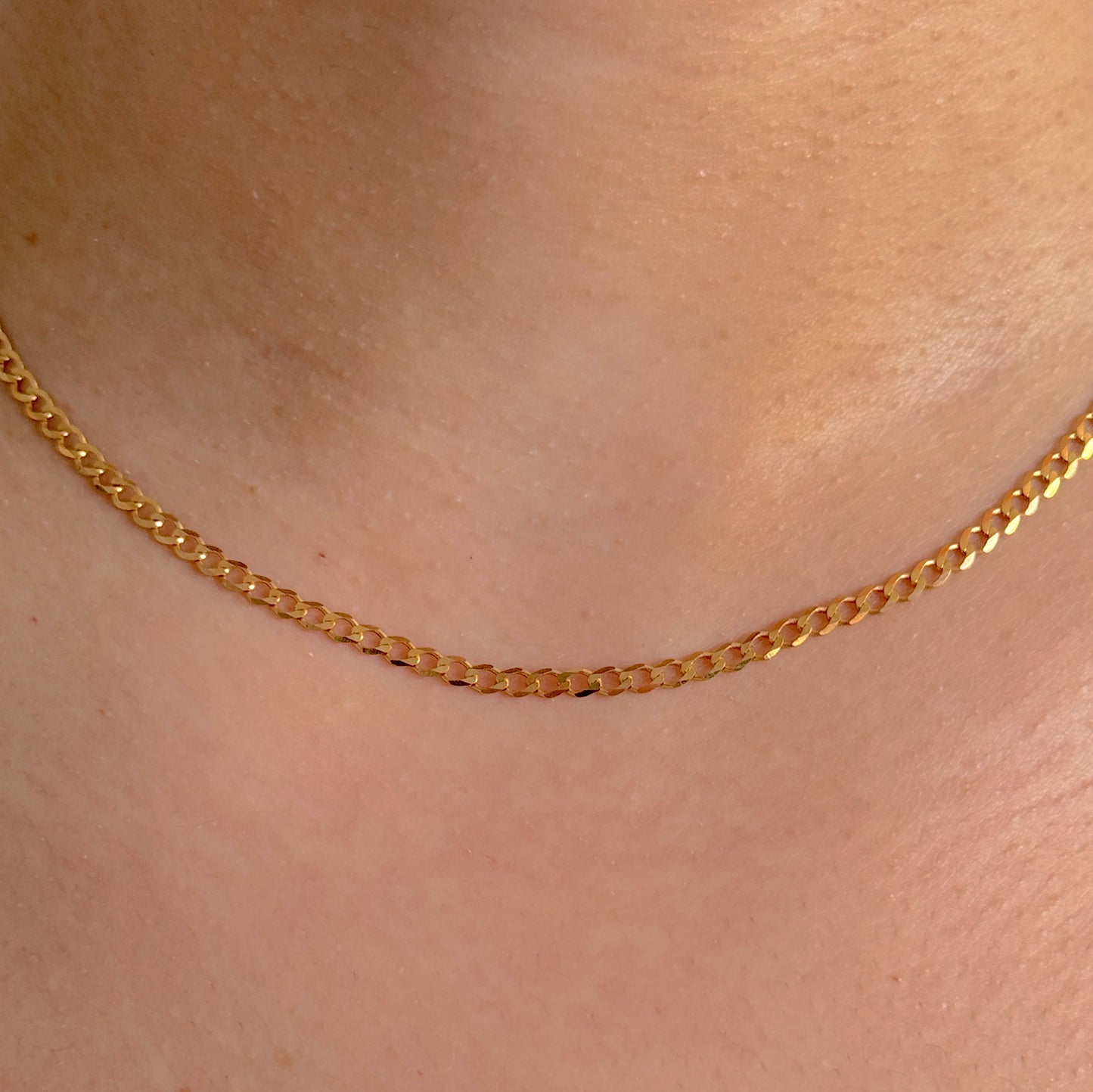 9ct Yellow Gold Women 3mm Flat Curb Chain
