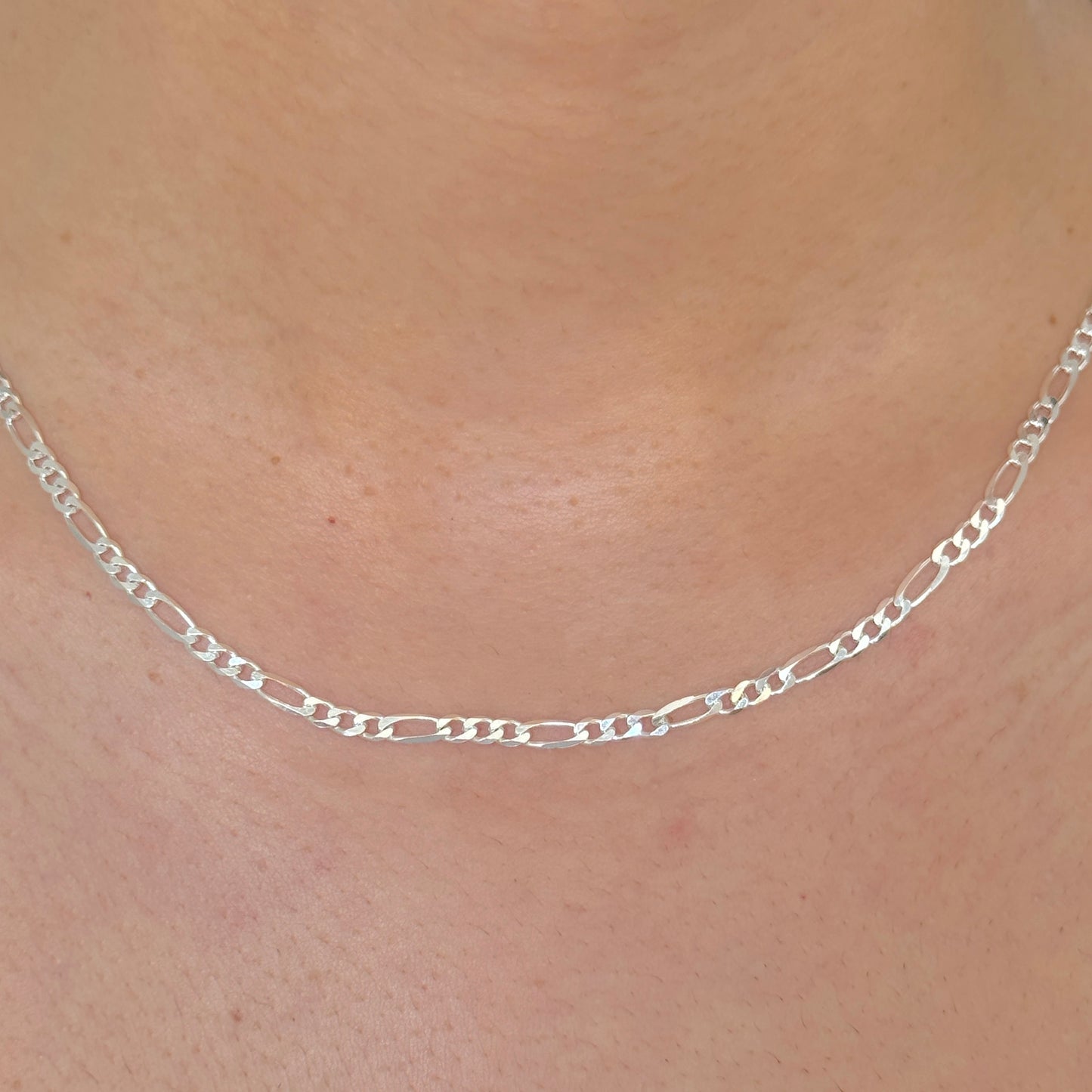 925 Sterling Silver Women 3mm Figaro Chain
