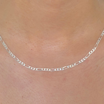 925 Sterling Silver Women 3mm Figaro Chain