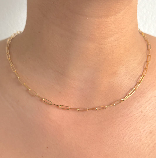 9ct Yellow Gold Women 3mm Solid Paperclip Chain