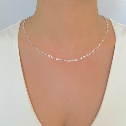 925 Sterling Silver Women 3mm Paperclip Chain