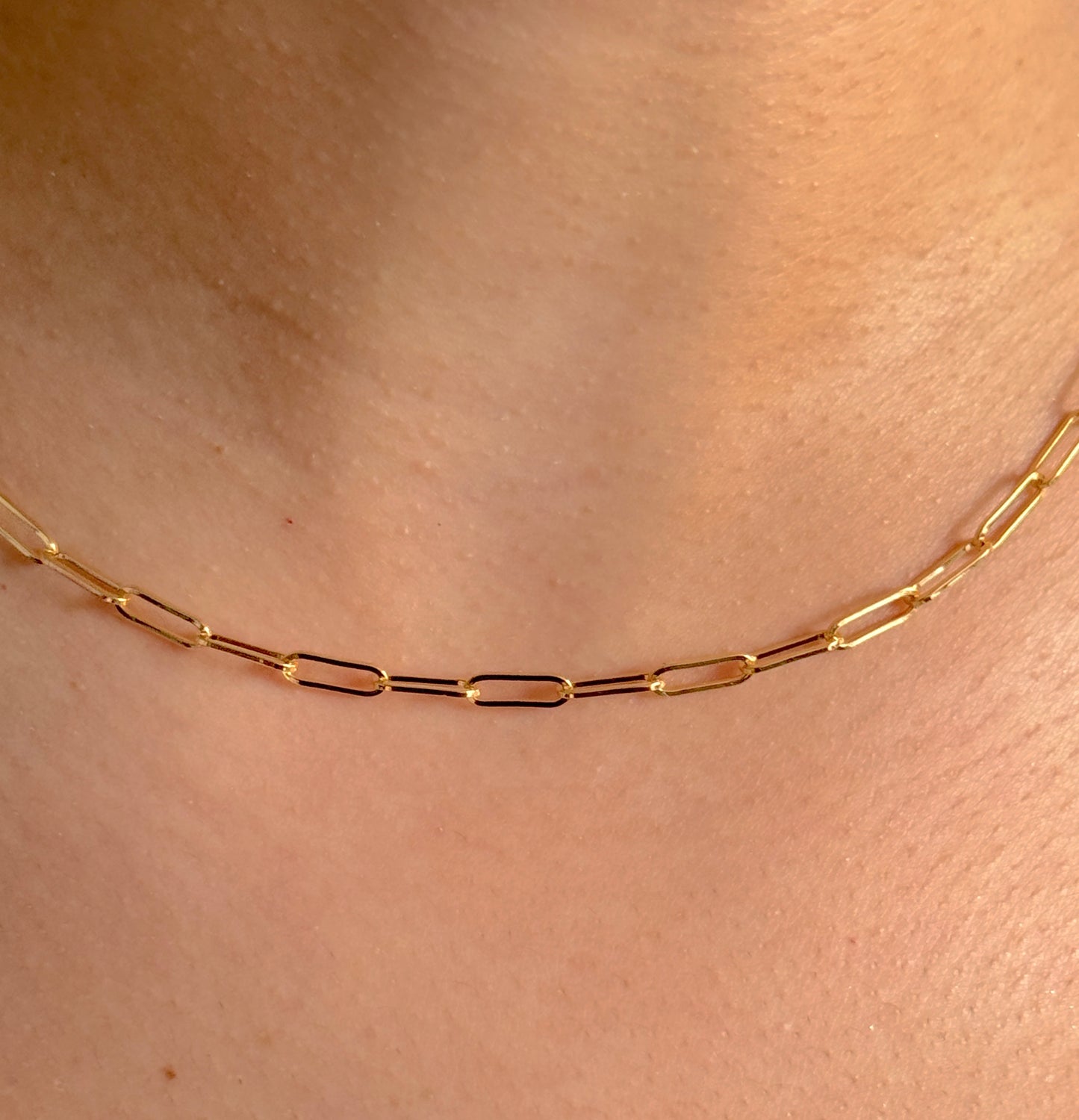 9ct Yellow Gold Women 3mm Solid Paperclip Chain