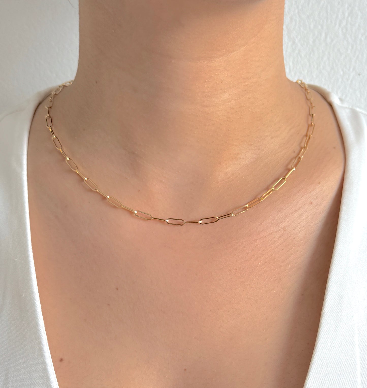 9ct Yellow Gold Women 3mm Solid Paperclip Chain