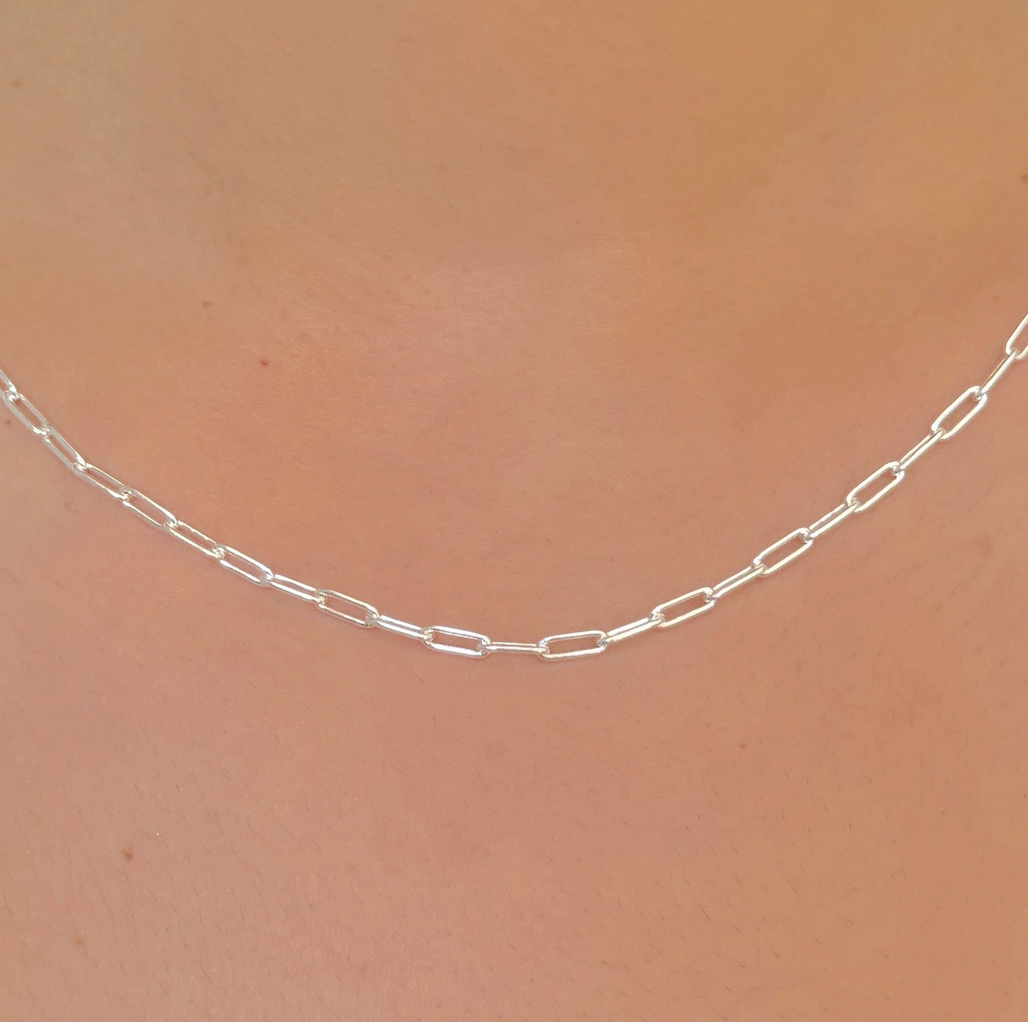 925 Sterling Silver Women 3mm Paperclip Chain