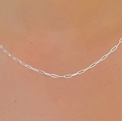 925 Sterling Silver Women 3mm Paperclip Chain