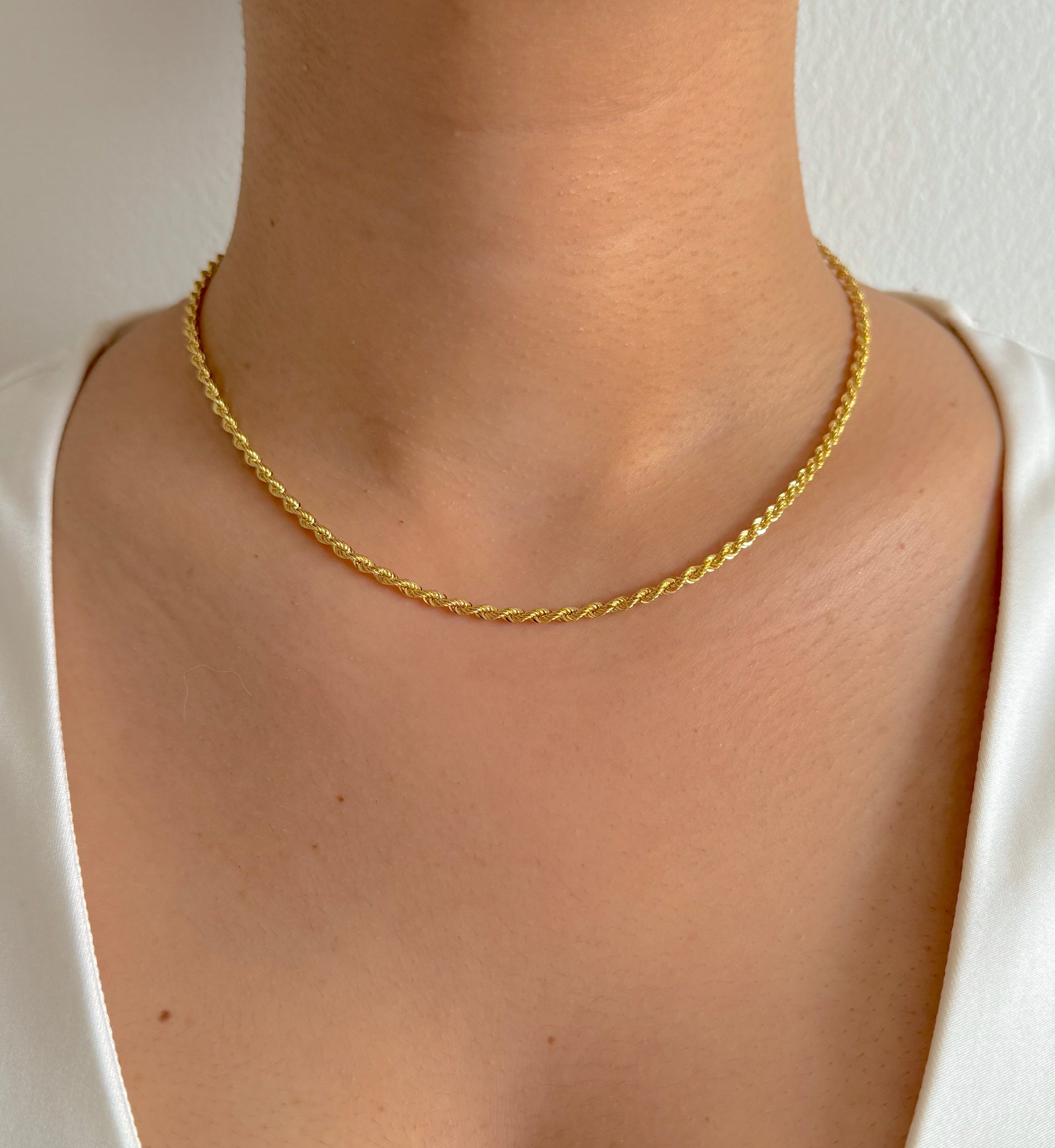 Solid 9ct Yellow Gold Men&Women 3mm Twisted Rope Chain Necklace 16