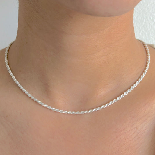 925 Sterling Silver Women 3mm Twisted Rope Chain