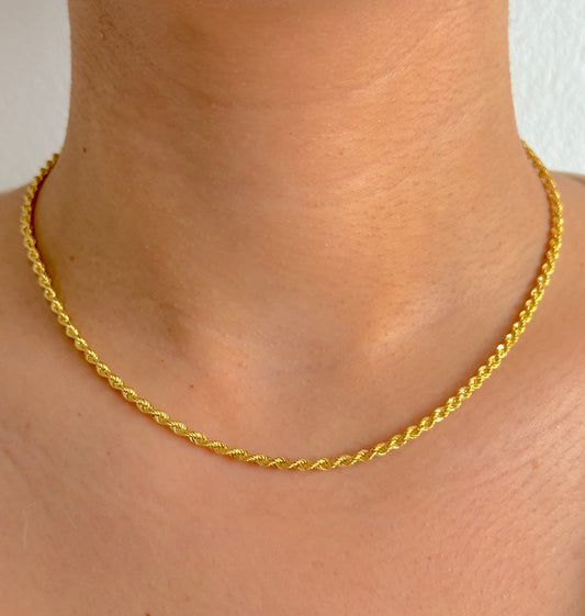 9ct Yellow Gold Women 3mm Twisted Rope Chain