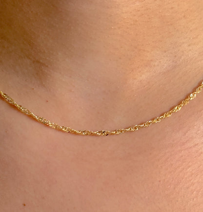 9ct Yellow Gold Women 2.5mm Solid Singapore Chain