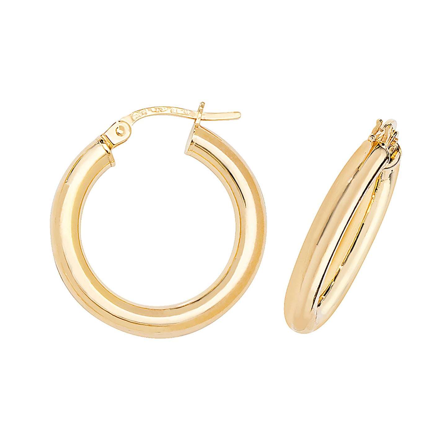 9ct Yellow Gold 3mm Thick Plain Hoop Earring 8mm 10mm 15mm 20mm 25mm 30mm 35mm