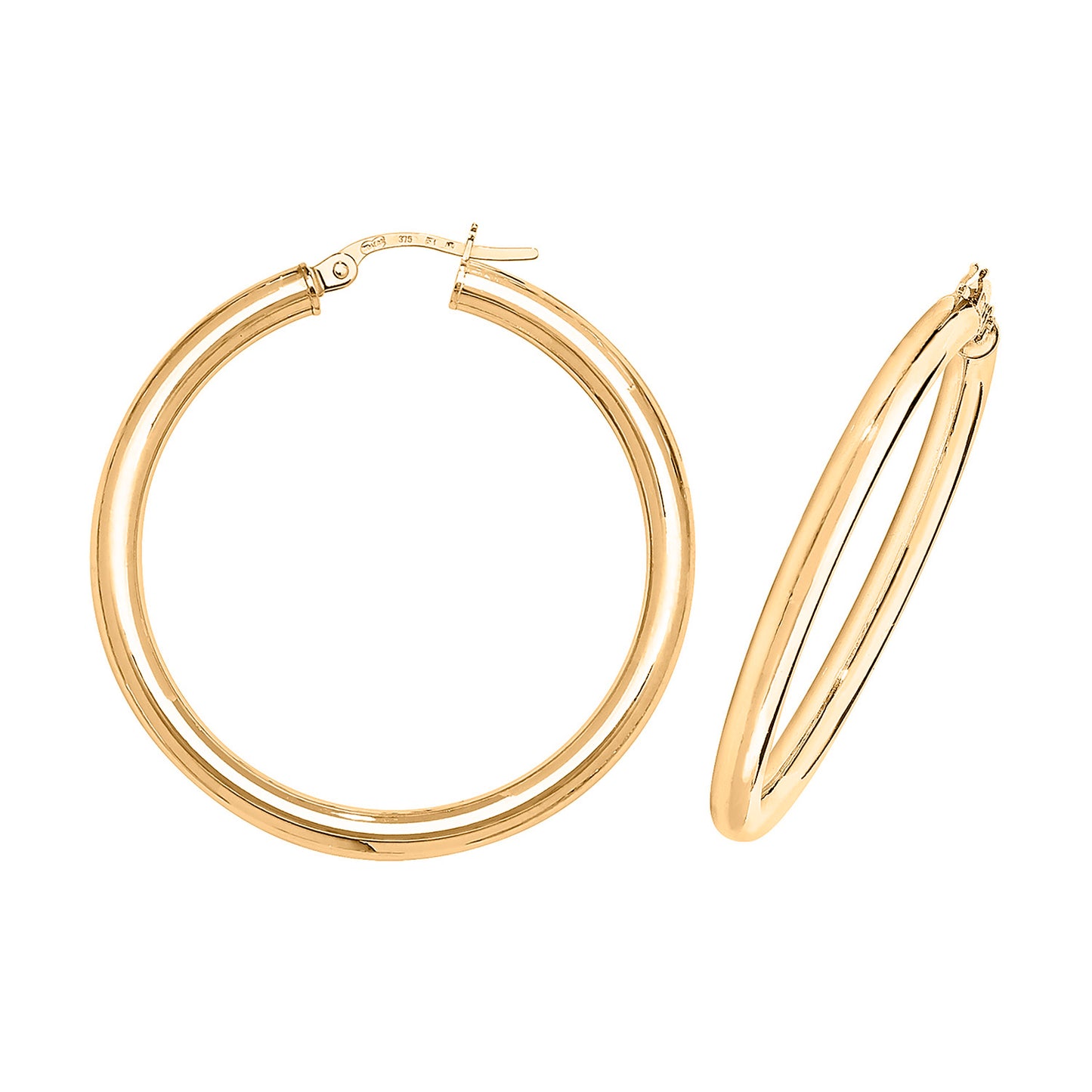 9ct Yellow Gold 3mm Thick Plain Hoop Earring 8mm 10mm 15mm 20mm 25mm 30mm 35mm