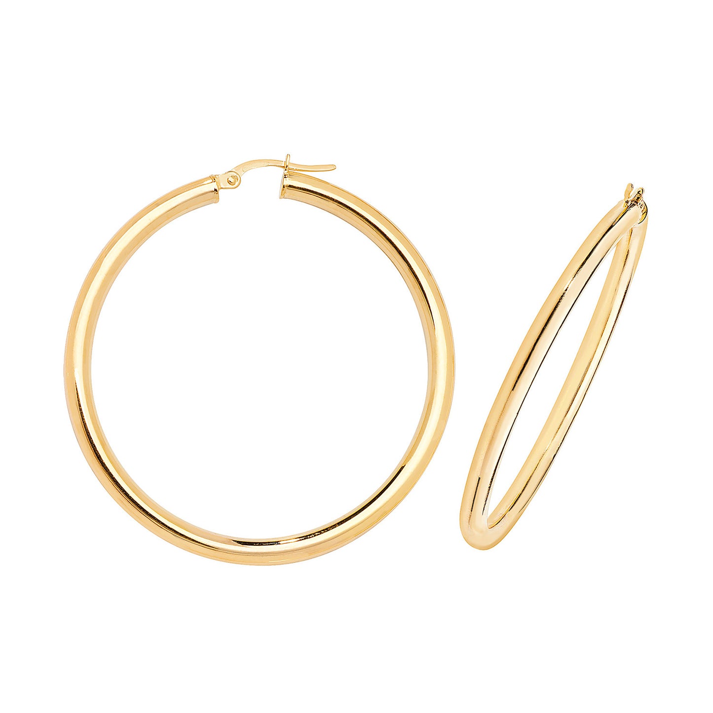 9ct Yellow Gold 3mm Thick Plain Hoop Earring 8mm 10mm 15mm 20mm 25mm 30mm 35mm