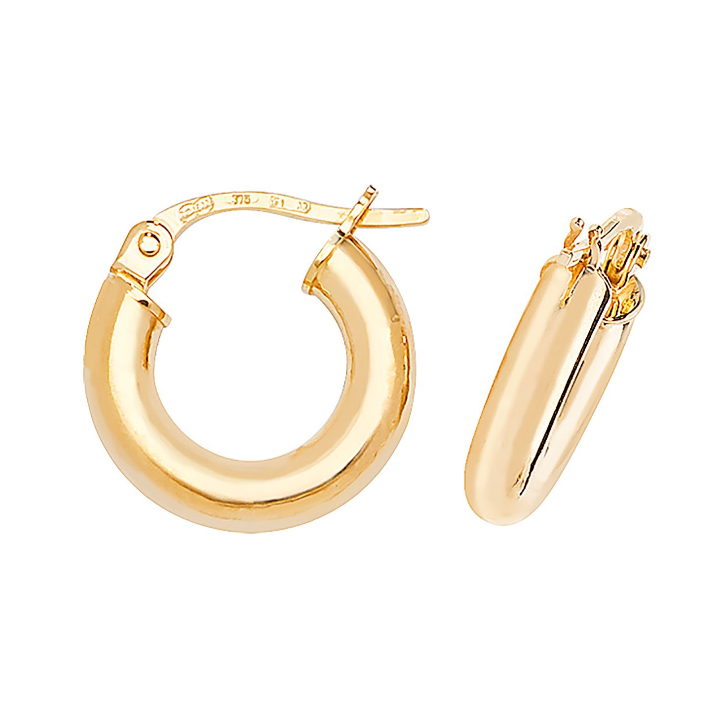 9ct Yellow Gold 3mm Thick Plain Hoop Earring 8mm 10mm 15mm 20mm 25mm 30mm 35mm