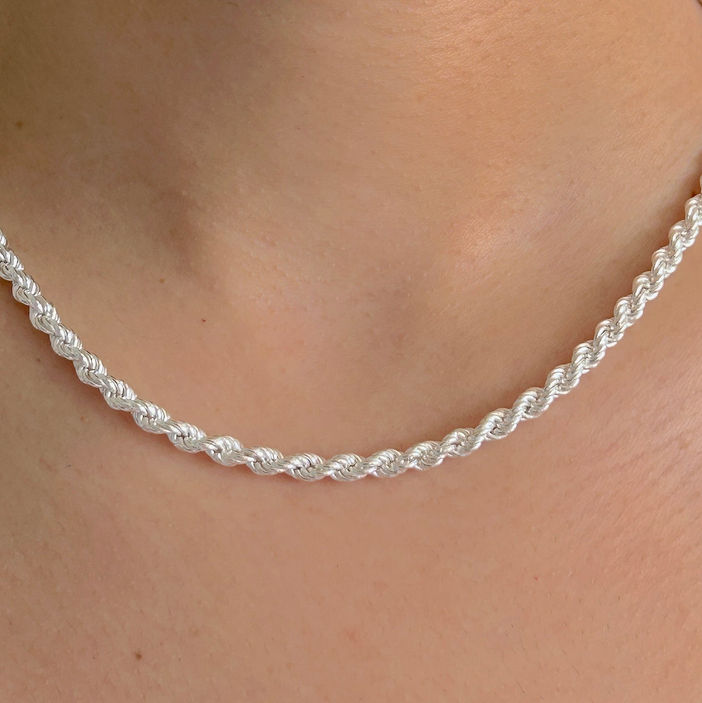 925 Sterling Silver Women 4.5mm Twisted Rope Chain