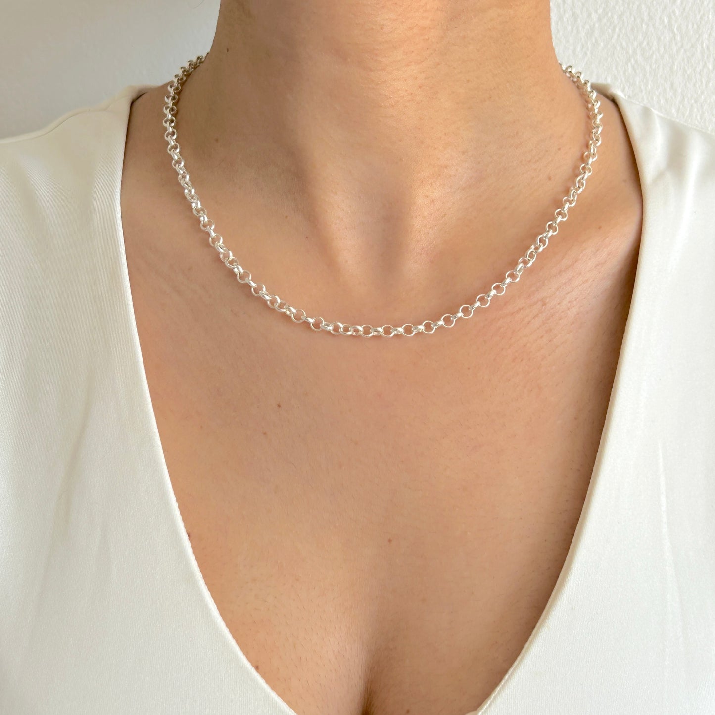 925 Sterling Silver Women 4.5mm Round Belcher Chain