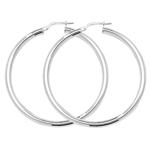 925 Sterling Silver 3mm Plain Hoop Earring 15mm 20mm 25mm 30mm 40mm 50mm