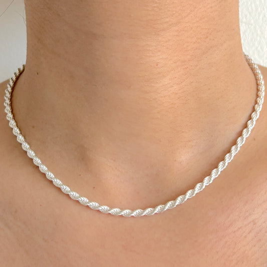 925 Sterling Silver Women 4mm Twisted Rope Chain