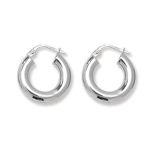 925 Sterling Silver 4mm Plain Hoop Earring 10mm 15mm 20mm 25mm 30mm 40mm 50mm