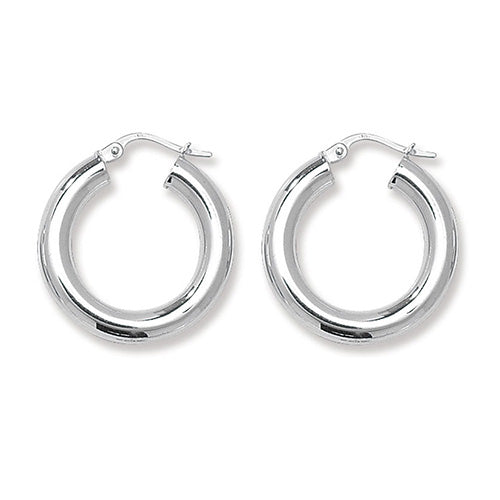 925 Sterling Silver 4mm Plain Hoop Earring 10mm 15mm 20mm 25mm 30mm 40mm 50mm