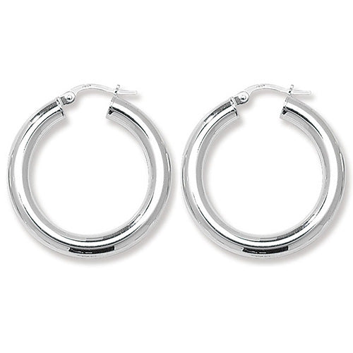 925 Sterling Silver 4mm Plain Hoop Earring 10mm 15mm 20mm 25mm 30mm 40mm 50mm