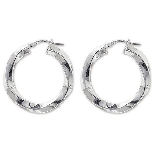 925 Sterling Silver 4mm Thick Twisted Hoop Earring 20mm 25mm 30mm 40mm