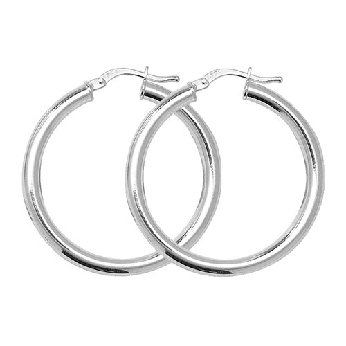 925 Sterling Silver 4mm Plain Hoop Earring 10mm 15mm 20mm 25mm 30mm 40mm 50mm