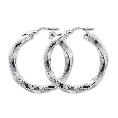 925 Sterling Silver 4mm Thick Twisted Hoop Earring 20mm 25mm 30mm 40mm