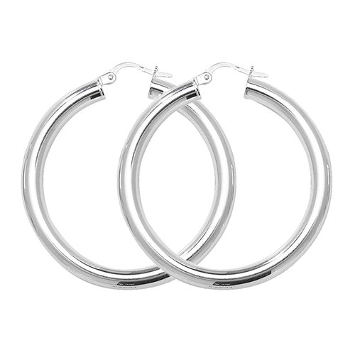925 Sterling Silver 4mm Plain Hoop Earring 10mm 15mm 20mm 25mm 30mm 40mm 50mm