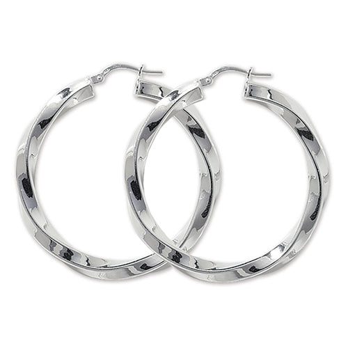 925 Sterling Silver 4mm Thick Twisted Hoop Earring 20mm 25mm 30mm 40mm