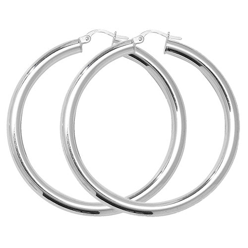 925 Sterling Silver 4mm Plain Hoop Earring 10mm 15mm 20mm 25mm 30mm 40mm 50mm