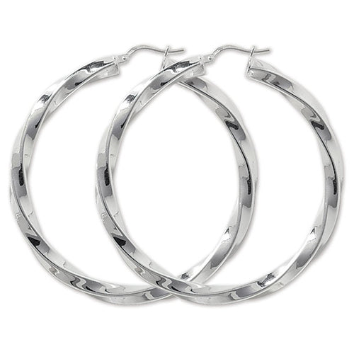 925 Sterling Silver 4mm Thick Twisted Hoop Earring 20mm 25mm 30mm 40mm