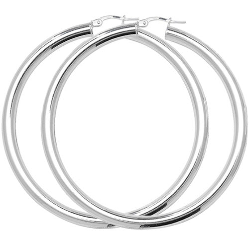 925 Sterling Silver 4mm Plain Hoop Earring 10mm 15mm 20mm 25mm 30mm 40mm 50mm