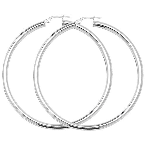 925 Sterling Silver 3mm Plain Hoop Earring 15mm 20mm 25mm 30mm 40mm 50mm