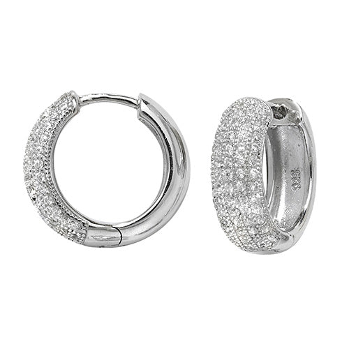 925 Sterling Silver Mens 12mm Diamond Huggies Earring