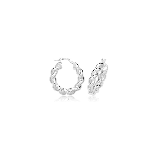 925 Sterling Silver 5mm Thick Twisted Bubble Hoop Earring 15mm 20mm 25mm 30mm