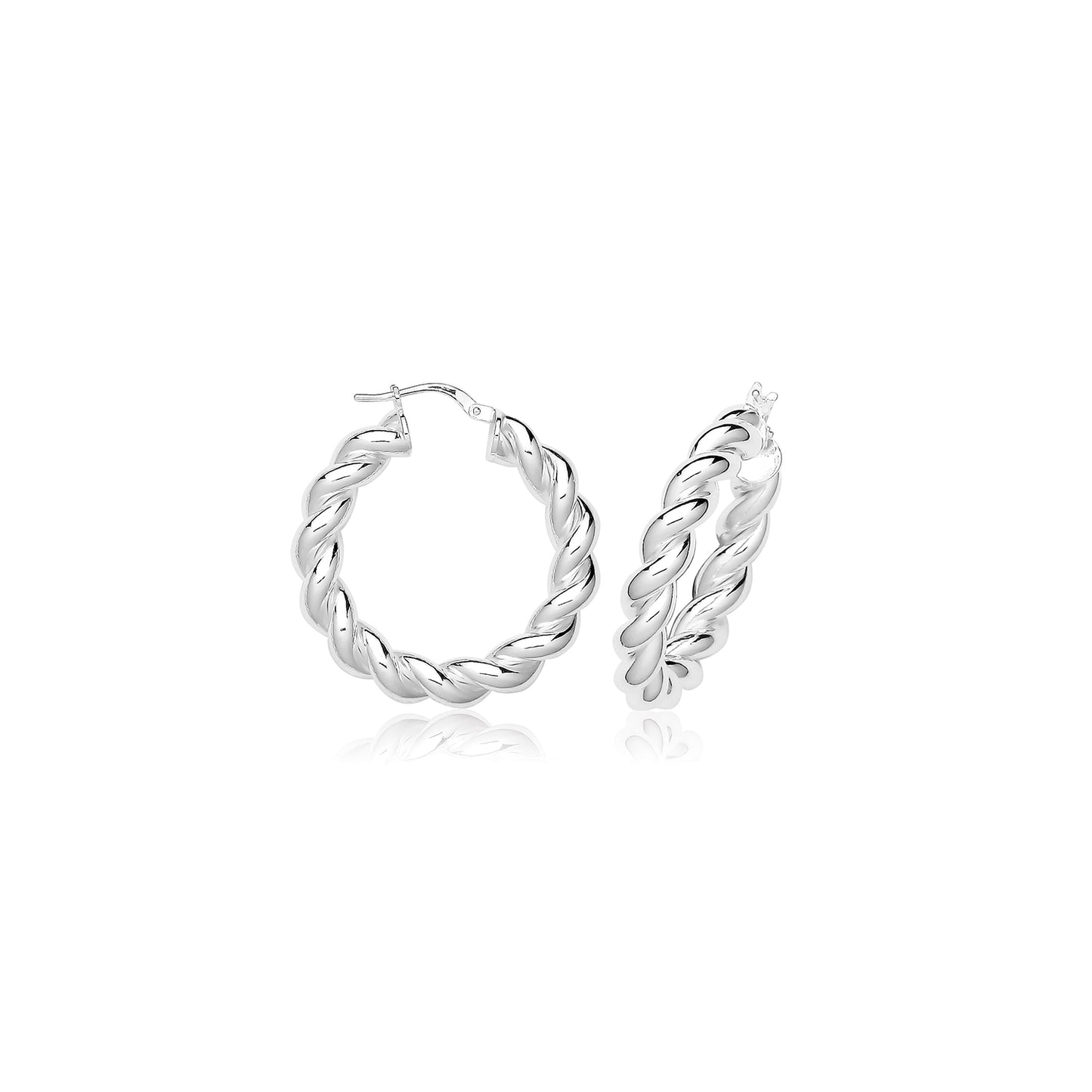 925 Sterling Silver 5mm Thick Twisted Bubble Hoop Earring 15mm 20mm 25mm 30mm