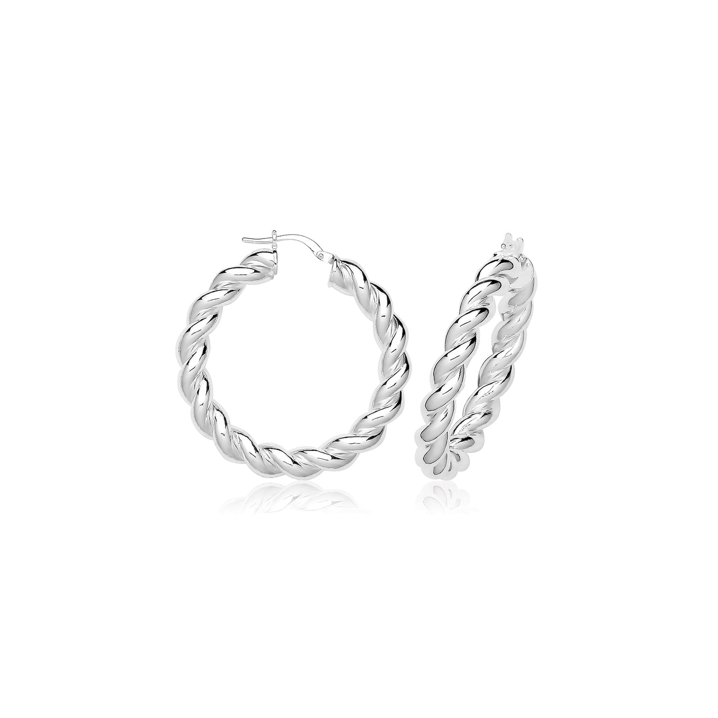 925 Sterling Silver 5mm Thick Twisted Bubble Hoop Earring 15mm 20mm 25mm 30mm
