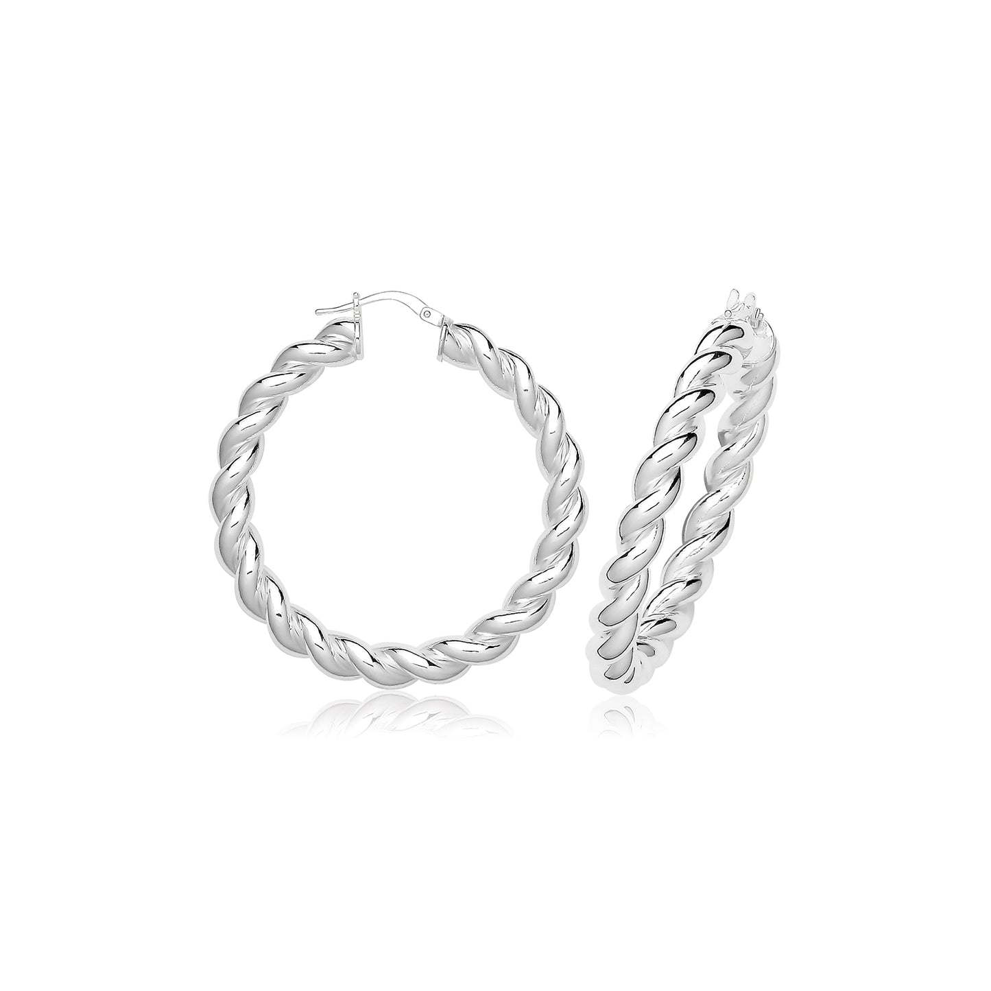 925 Sterling Silver 5mm Thick Twisted Bubble Hoop Earring 15mm 20mm 25mm 30mm