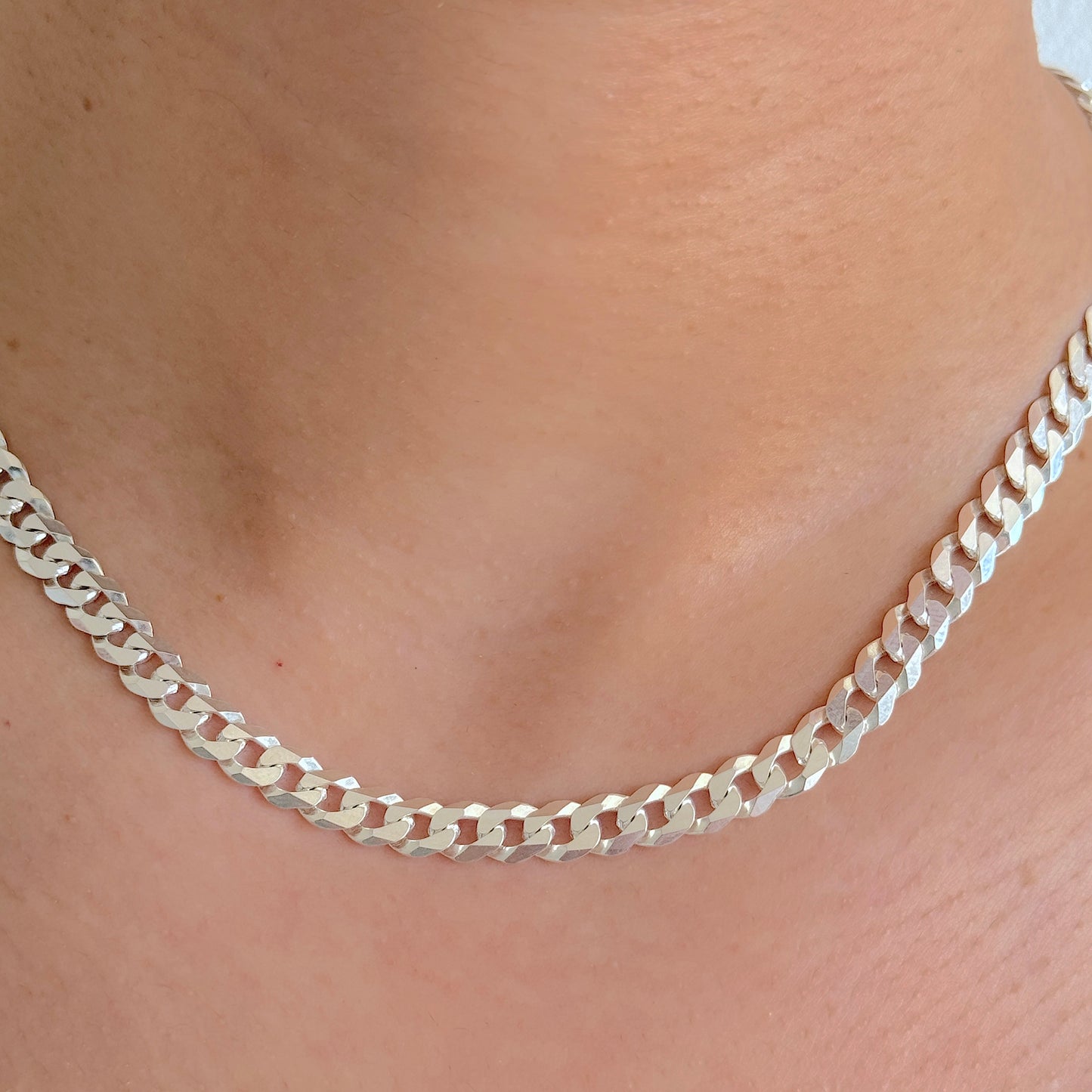 925 Sterling Silver Women 6.5mm Curb Chain