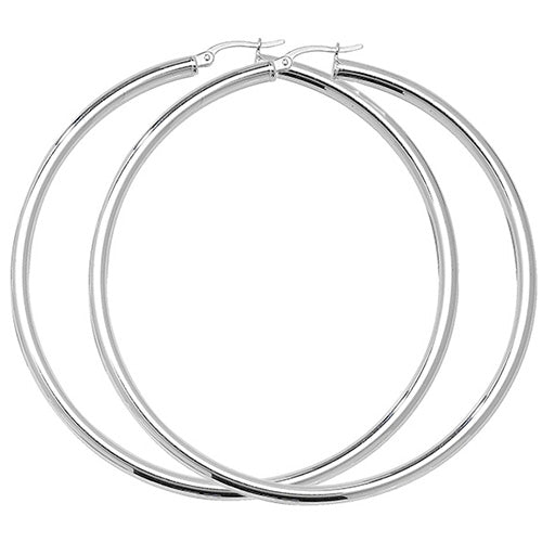 925 Sterling Silver 3mm Plain Hoop Earring 15mm 20mm 25mm 30mm 40mm 50mm