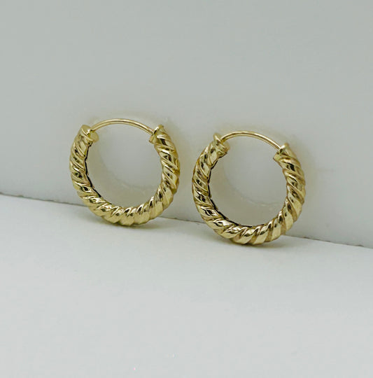 9ct Yellow Gold 2mm Twisted Round Sleeper Earring