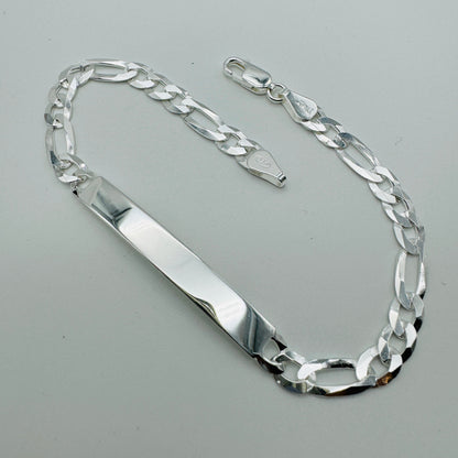 925 Sterling Silver 6mm Figaro ID Bracelet 8 Inch