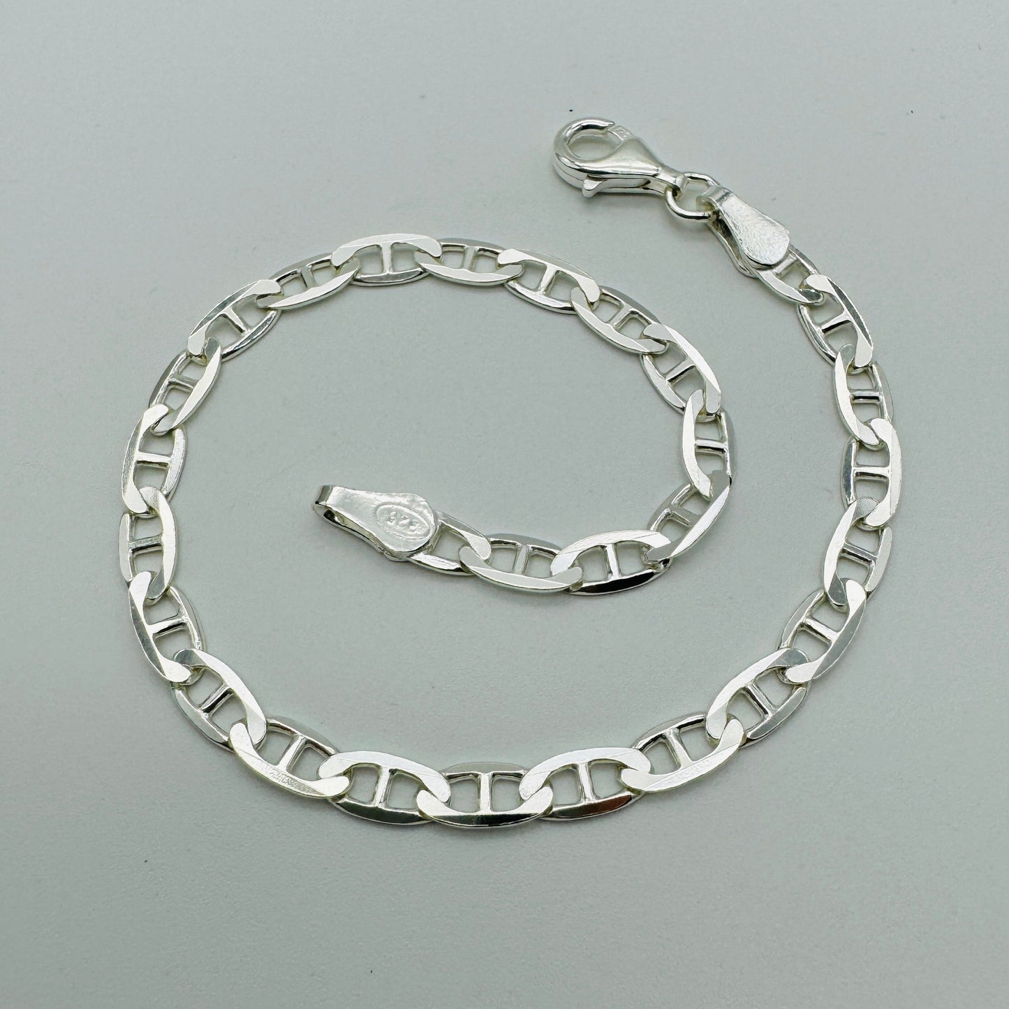 925 Sterling Silver 4mm Mariner Acnhor Bracelet 8 INCH