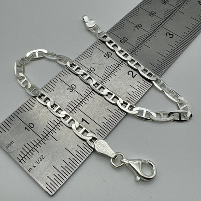 925 Sterling Silver 4mm Mariner Acnhor Bracelet 8 INCH
