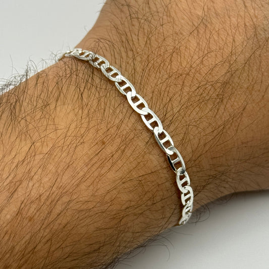 925 Sterling Silver 4mm Mariner Acnhor Bracelet 8 INCH