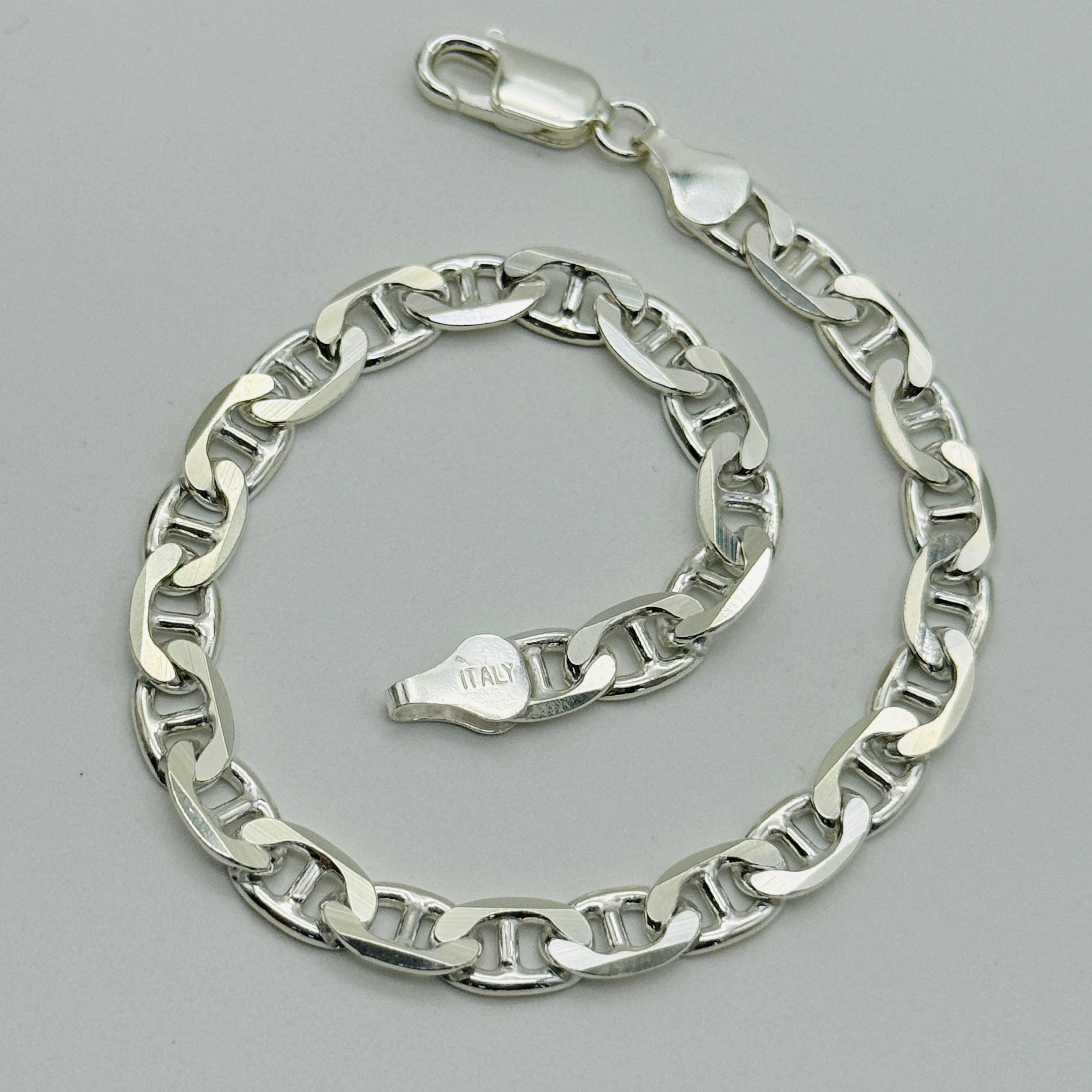 SOLID 925 Sterling Silver 6mm Mariner Anchor Chain Bracelet Heavy