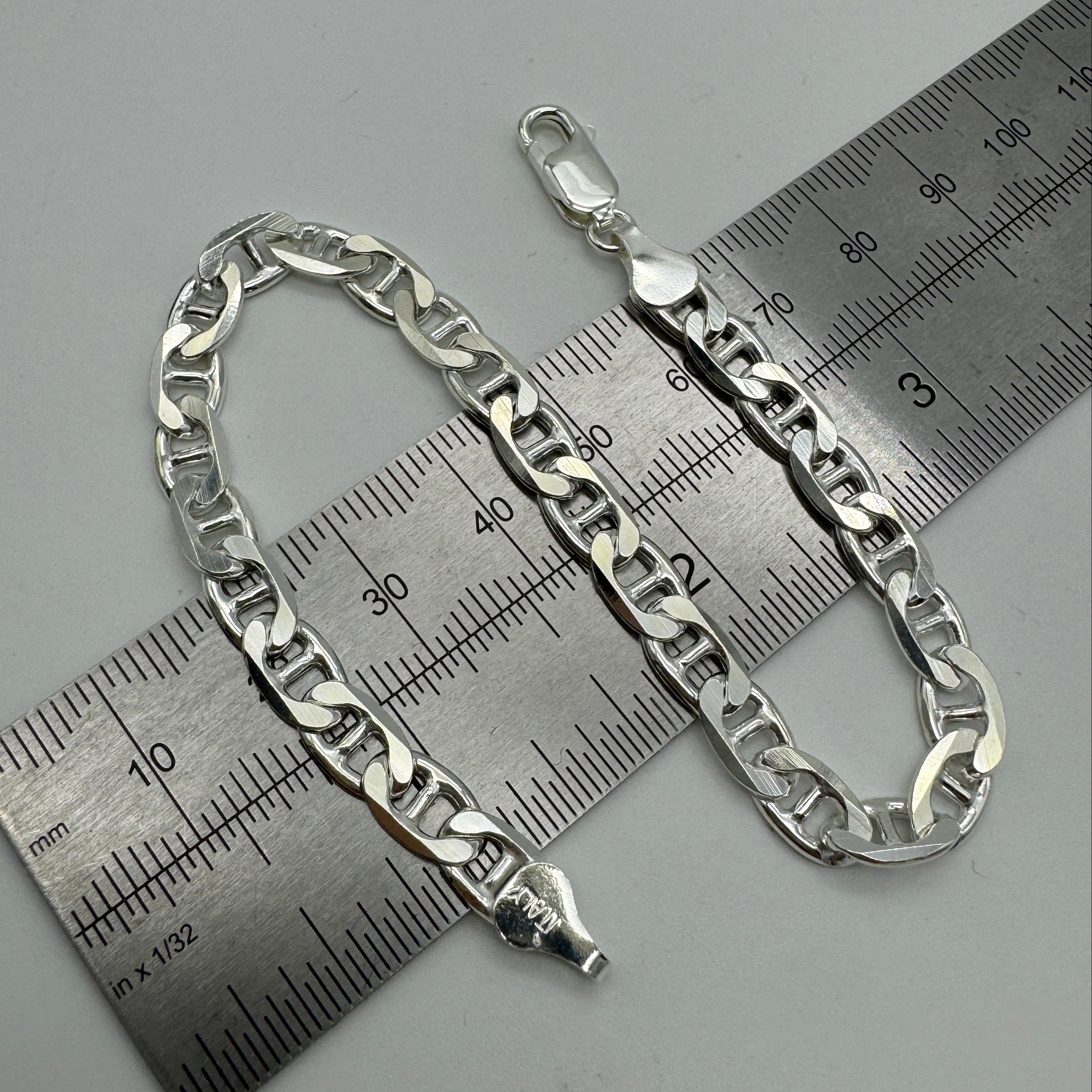 SOLID 925 Sterling Silver 6mm Mariner Anchor Chain Bracelet Heavy