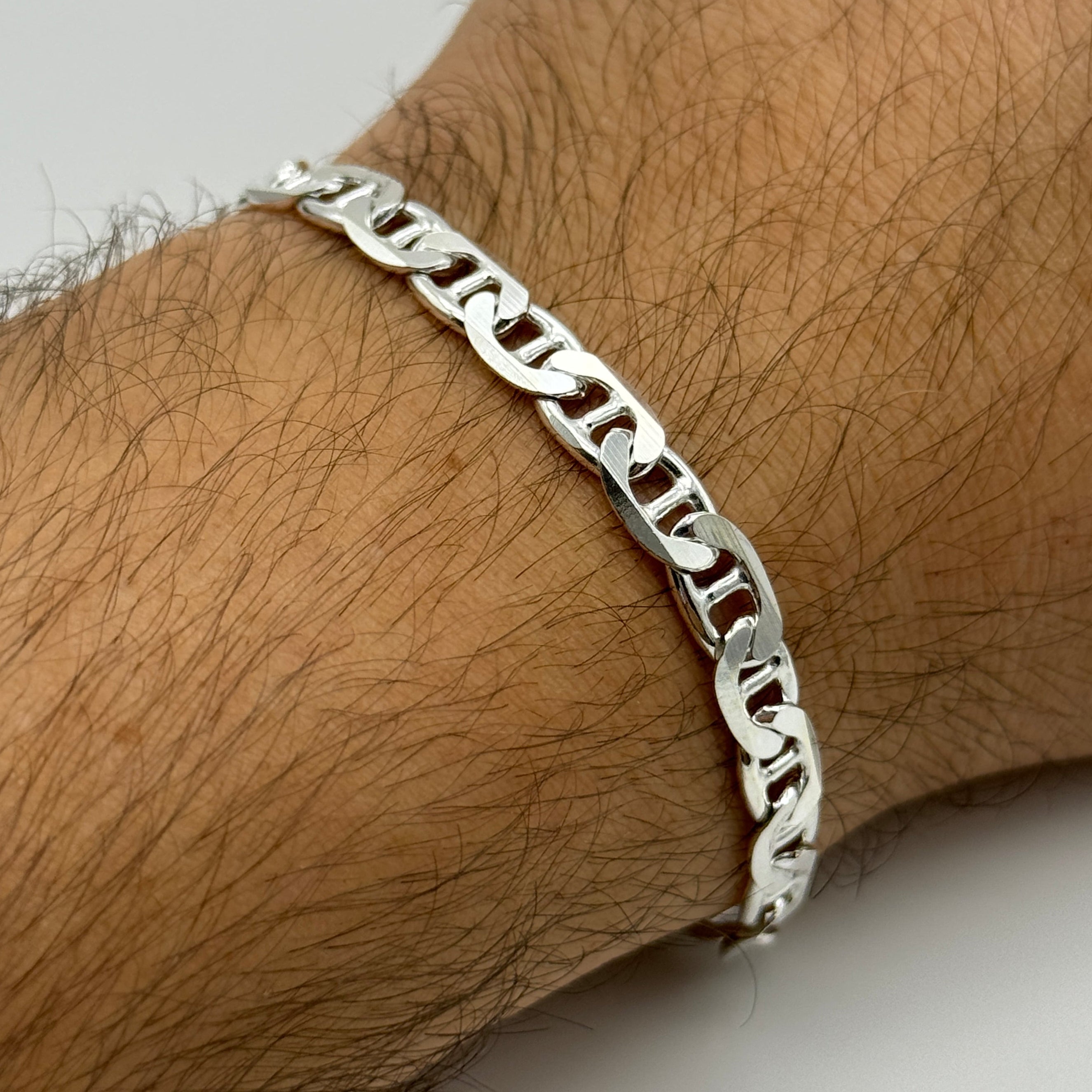 SOLID 925 Sterling Silver 6mm Mariner Anchor Chain Bracelet Heavy
